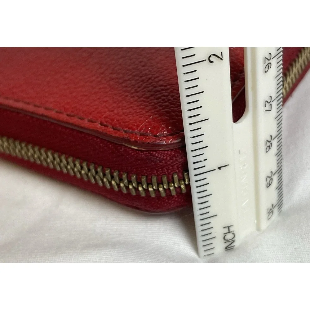 90s BURBERRY Leather Wallet Women's Zip Around Red Leather 7.5x3.75" - Picture 15 of 15